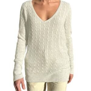 Brandy Melville Ida Wool Cable Knit Sweater Size M Ivory Cream 4% Angora